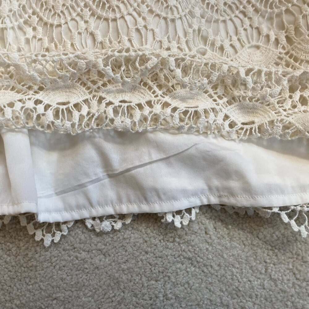 NWT Loft Ivory White Scalloped Lace Crochet Sleeveless Lined Shift Dress Size 2 - Picture 8 of 13